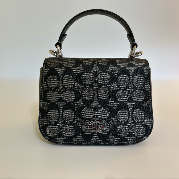 Coach Handbags - Coach top handle bag crossbody in signature design black and silver.